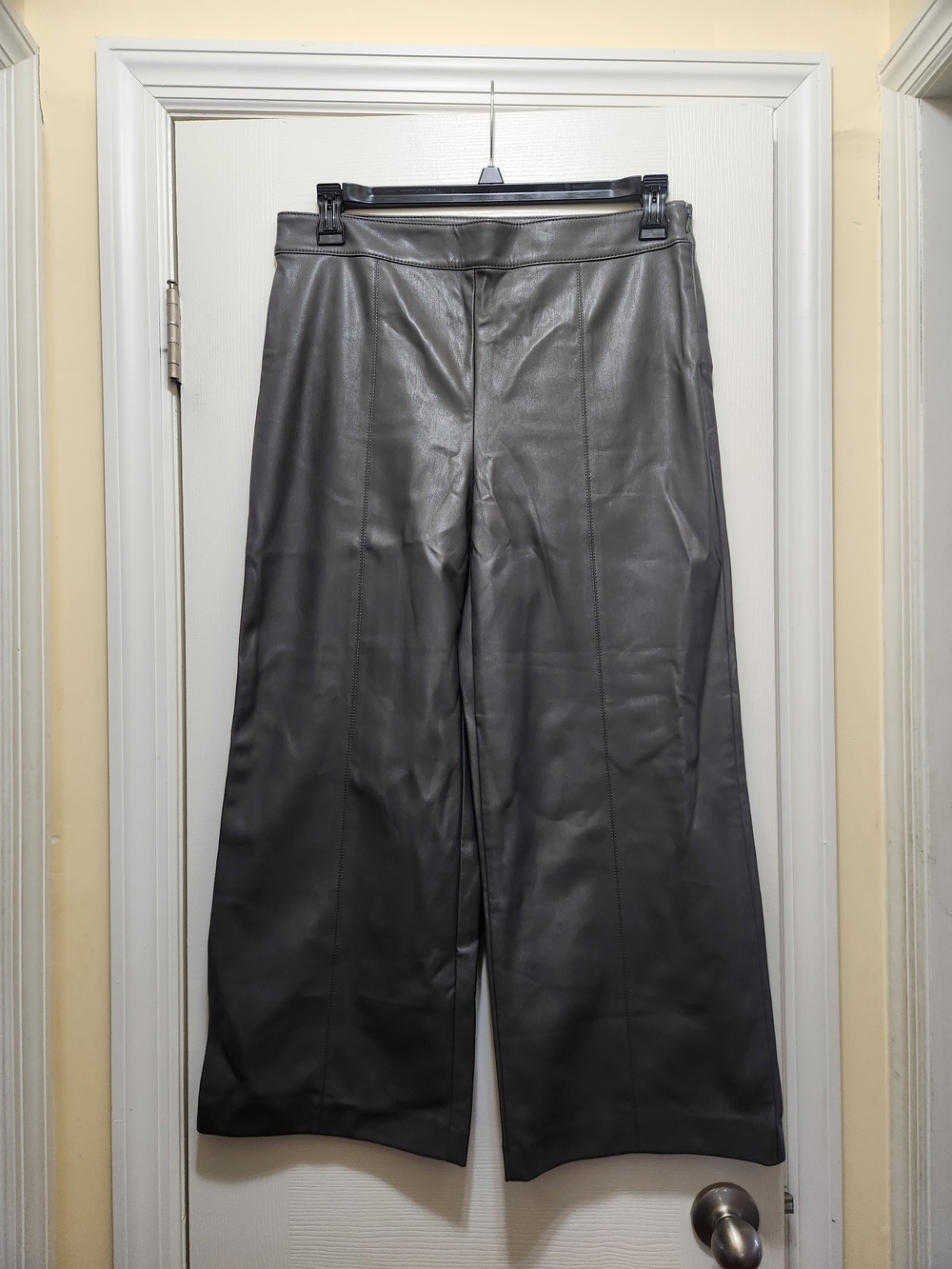 Ann Taylor Faux Leather-Look Pants in Gray